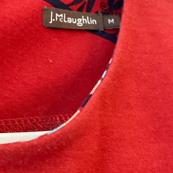 J McLaughlin Woman's Dress Sz M Red Tribal print Sleeveless - Picture 4 of 6